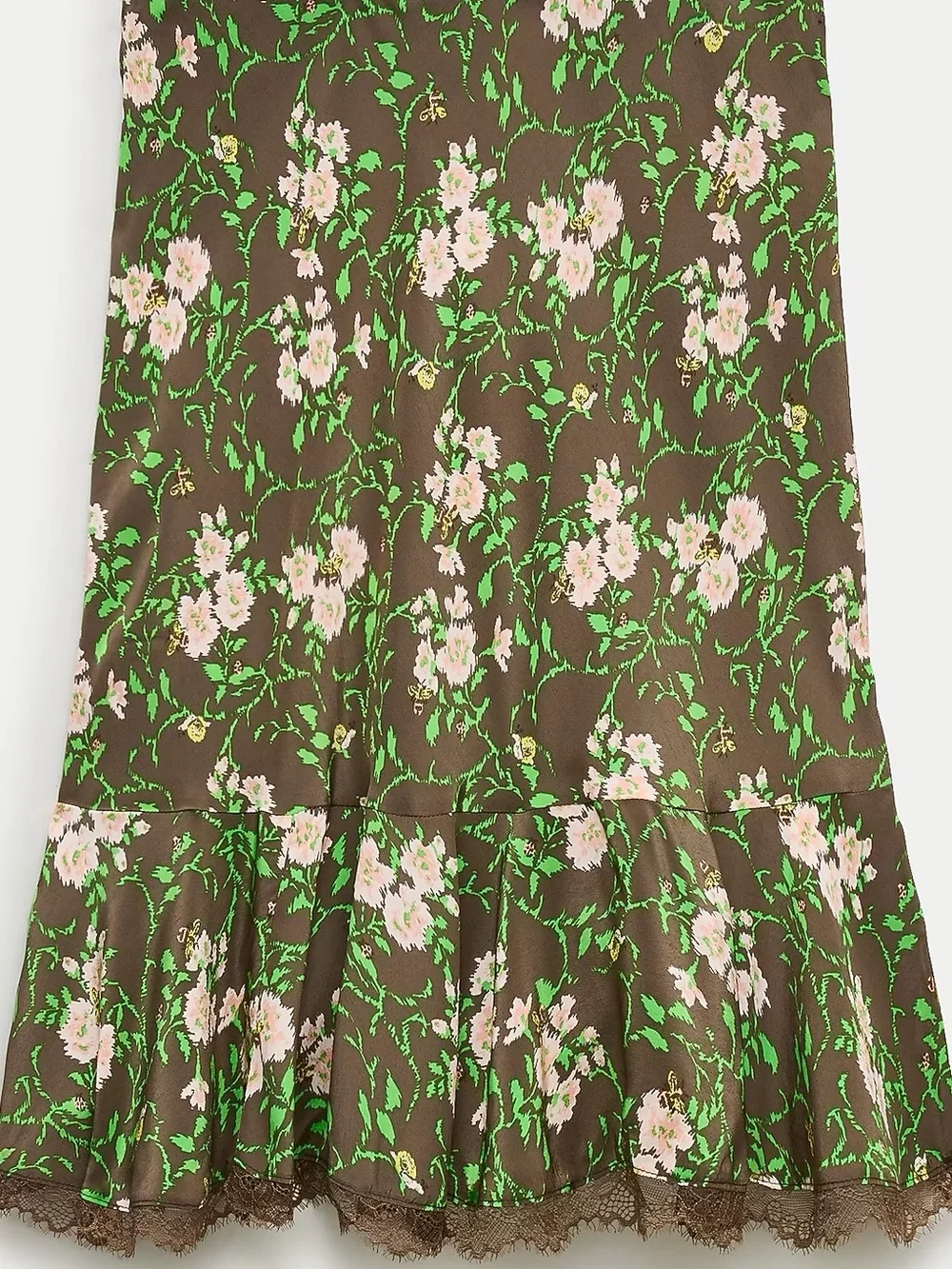 NWT J.Crew Slip skirt in Honeybee Floral Print in Peppercorn Green
